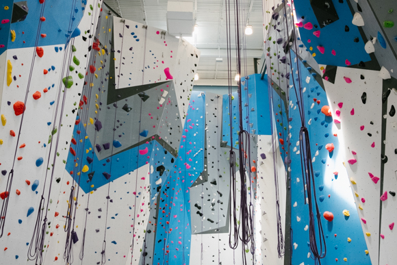 Climbing routes at Memphis Rox vary in overhang and difficulty. (Brandon Dahlberg)