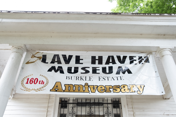 A sign hanging over the front door of the Burkle Estate commemorating the house's 160th anniversary, which it celebrated in 2018. (Brandon Dahlberg)