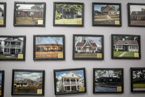 A detail of the wall at the RISE Memphis office that has the photographs of the houses that have been purchased by folks with the help of the foundation’s financial literacy programs. 