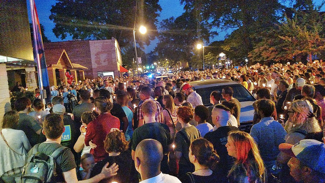 A local vigil at the Memphis Gay and Lesbian Community Center for the 2016 shooting at Pulse nightclub in Orlando.