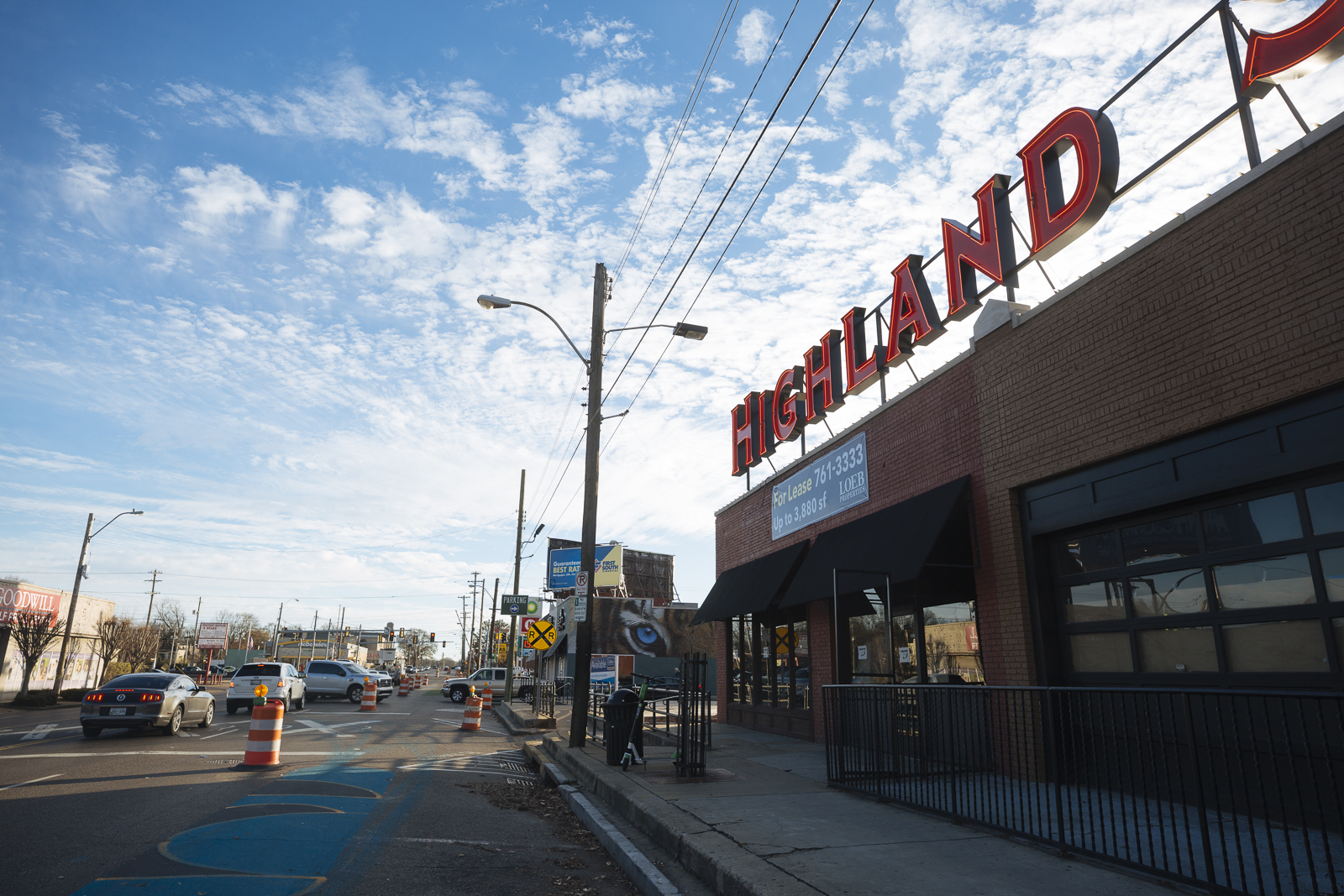 The Highland Strip has seen substantial growth in the last five years. Evidence of the Highland-Walker street improvements include painted concrete and traffic barrels. (Ziggy Mack) 