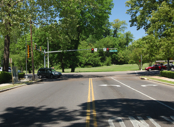 The current Overton Park entrance at Cooper Street