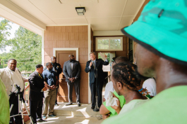 Mayor Strickland celebrated at the event marking the completed renovation of a once-blighted home in Frayser