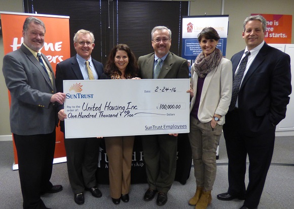 SunTrust donated $100,000 to United Housing, Inc.