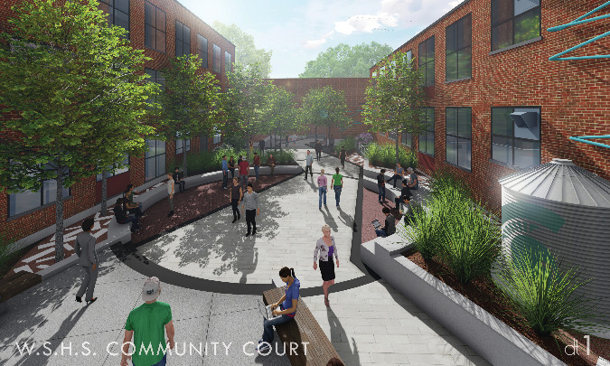 The community court at White Station High School will reinvigorate a blighted area of the school.