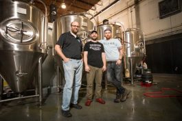 Memphis Made founders Drew Barton and Andy Ashby with brewer Alex Ball