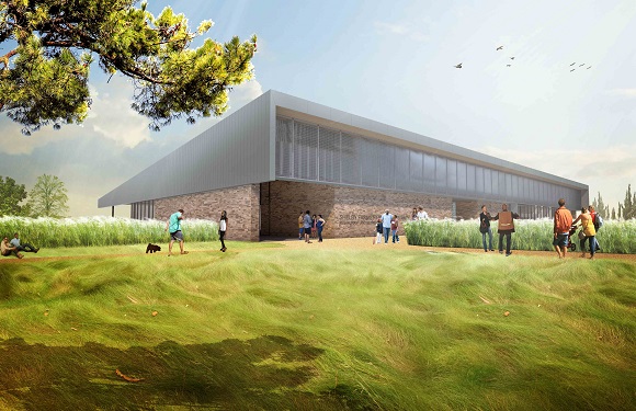 Rendering of the new The Kitchen restaurant at Shelby Farms Park