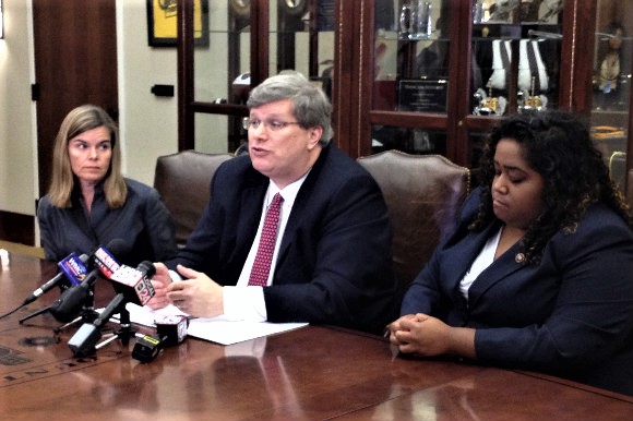(left to right) District Attorney General Amy Weirich, Memphis Mayor Jim Strickland, and State Representative Raumesh Akbari