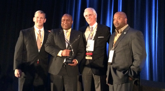 Allan Daisley, director of the ZeroTo510 accelerator (2nd from left), accepts the Spotlight award at the annual SEMDA conference in Atlanta.