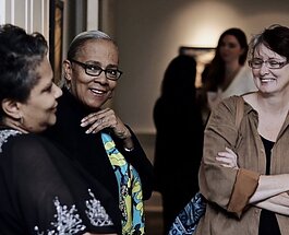 Guests attend the "Lawrence Matthews: To Disappear Away" exhibit at the Dixon Gallery and Gardens on January 17, 2020. (Dixon Gallery and Gardens, Meka Wilson)