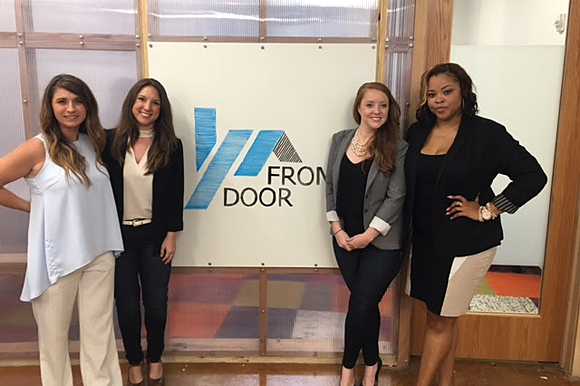 The FrontDoor team are proud of their new offices at The Ground Floor in the ServiceMaster innovation center. From left, Cathi Ladd, Jessica Buffington, Kelly Schricker and Leah Long.