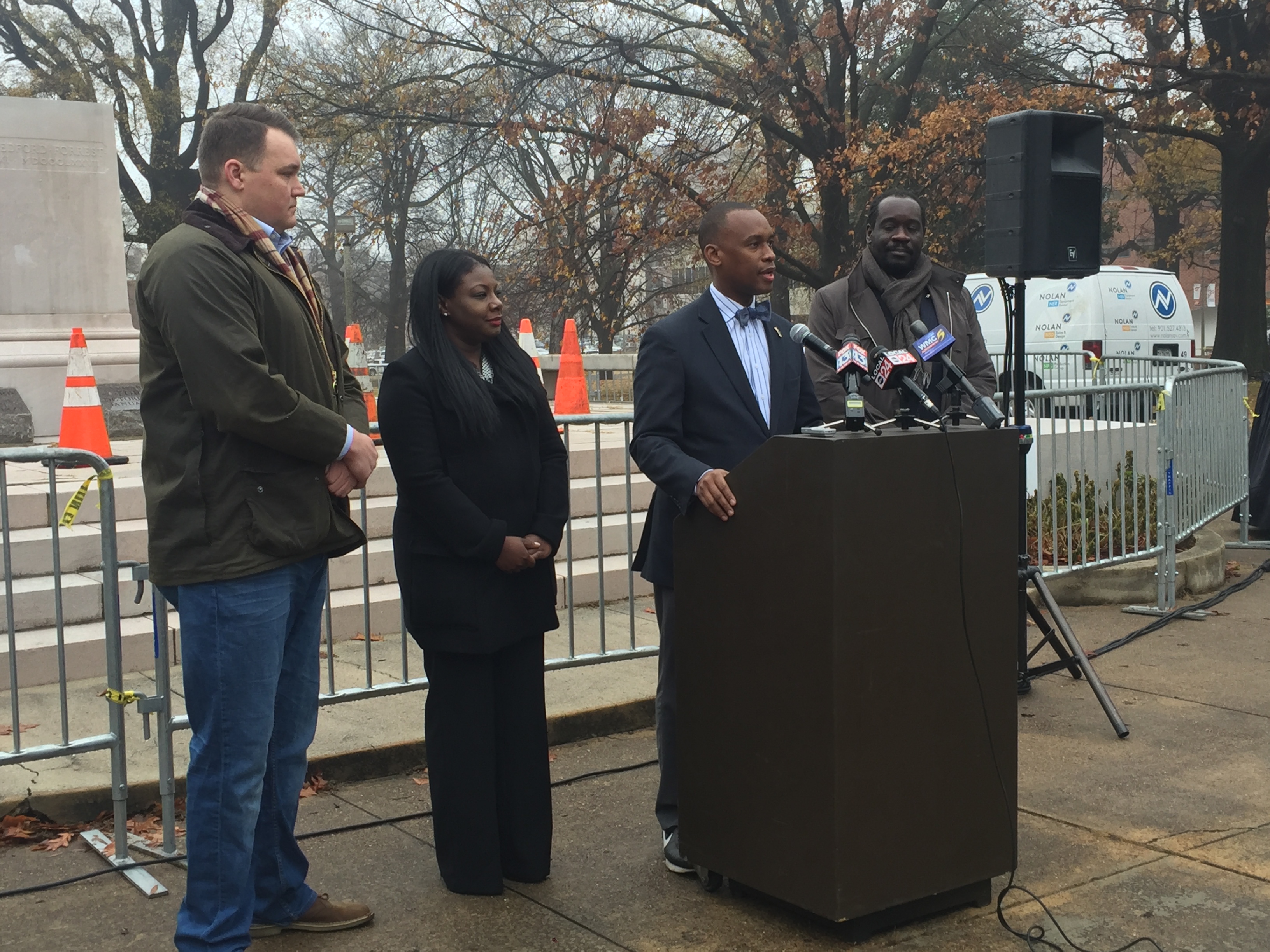 Van Turner addressed the media Thursday morning, flanked by the other board members of Memphis Greenspace. (Dylan Sandifer)