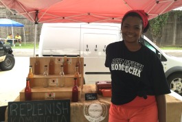 Angel Jackson of Replenish Kombucha has been a regular vendor at the Downtown Farmers Market for two years. (Kim Coleman)