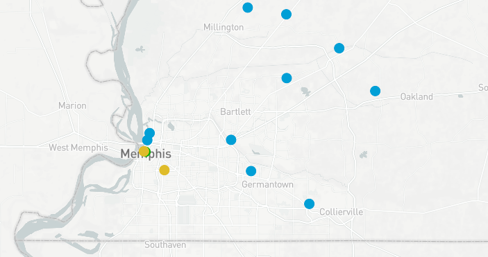 Map of lynchings identified by The Lynching Sites Project of Memphis.