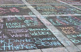 In June, activist occupied Memphis City Hall's plaza and covered it in the names of Black Americans killed by law enforcement. MICAH held a rally on the plaza demanding policing reform and other changes toward a more just Memphis. (Cole Bradley)