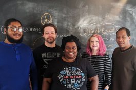 Five of the Mid-South Peace and Justice Center's six current staff members. L to R: Justin Davis, Paul Garner, Tamara Hendrix, Faith Pollan and Brad Watkins. (Submitted)