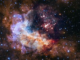 The star cluster Westerlund 2 in the Milky Way galaxy, with an estimated age of about one or two million years. (Courtesy of NASA)