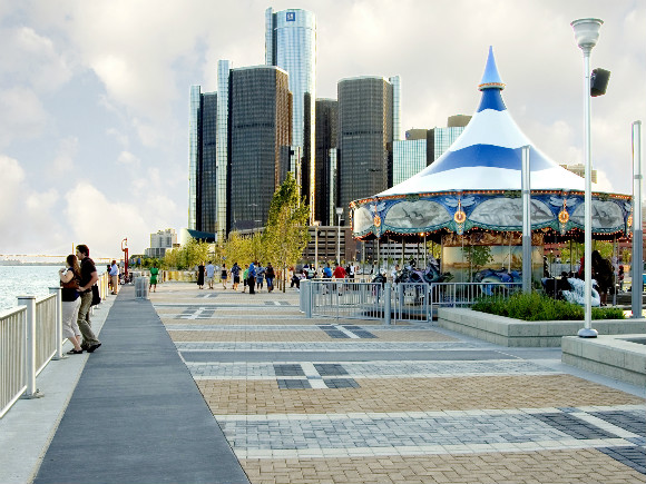 The Detroit riverfront sees nearly 3 million visitors annually.