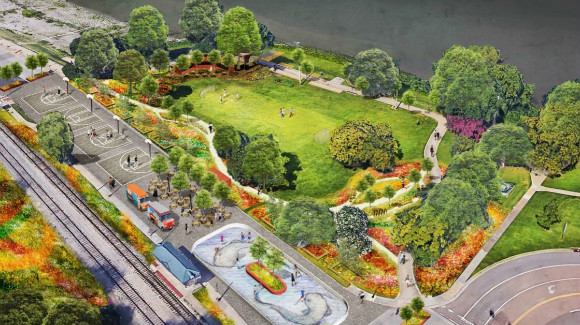 The RiverPlay pop-up park will open in May.