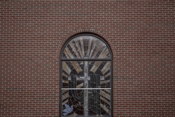 A detail of the stained glass at St. John Missionary Baptist Church. (Andrea Morales)