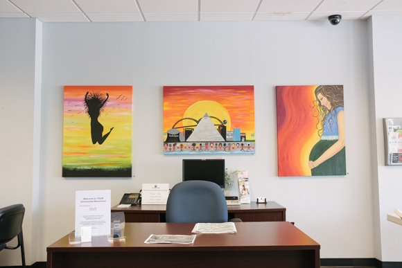 The High Ground News desk inside the Office @ Uptown. (Brandon Dahlberg)