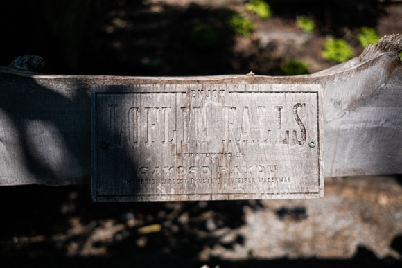 A sign at Loflin Yard marks the Gayoso Bayou's presence on the property. (Brandon Dahlberg)