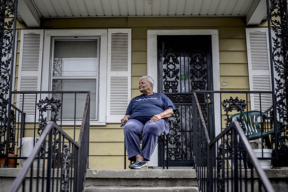 Willie Mae Brooks watches the neighborhood from her longtime home.