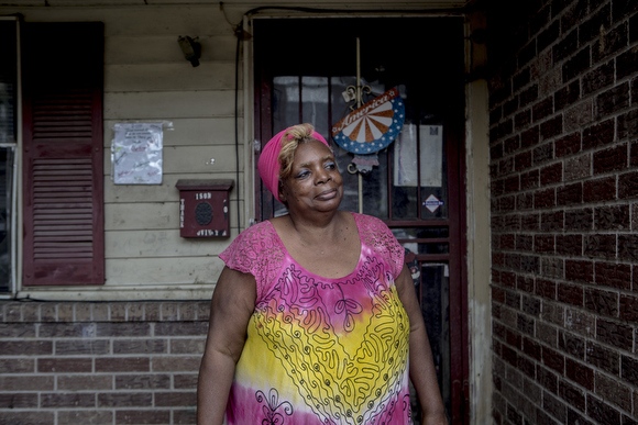 Betty Isom stands in front of her home she purchased in ZIP 38126.