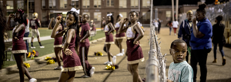 Melrose Stadium on the night of the Melrose High School football game against East High School in Orange Mound.