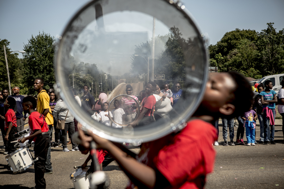 Marching bands of all sizes and ages help set a rhythm for the parade.