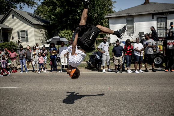 Acrobatics from a member of the Stop The Violence squad.