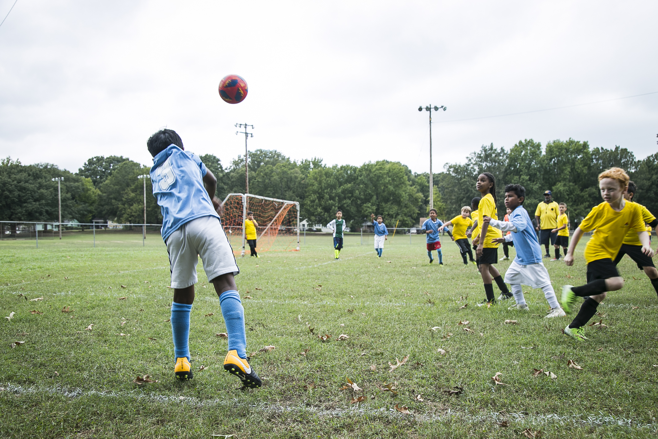 A young soccer team practices at Gaisman Park. (Natalie Eddings)