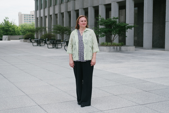 Mary Claire Borys, project manager with the City of Memphis Division of Housing & Community Development, outside her office in the Civic Plaza.