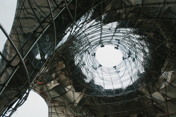 An inside look at a sculpture by Vito Acconcini at the Cook Convention Center