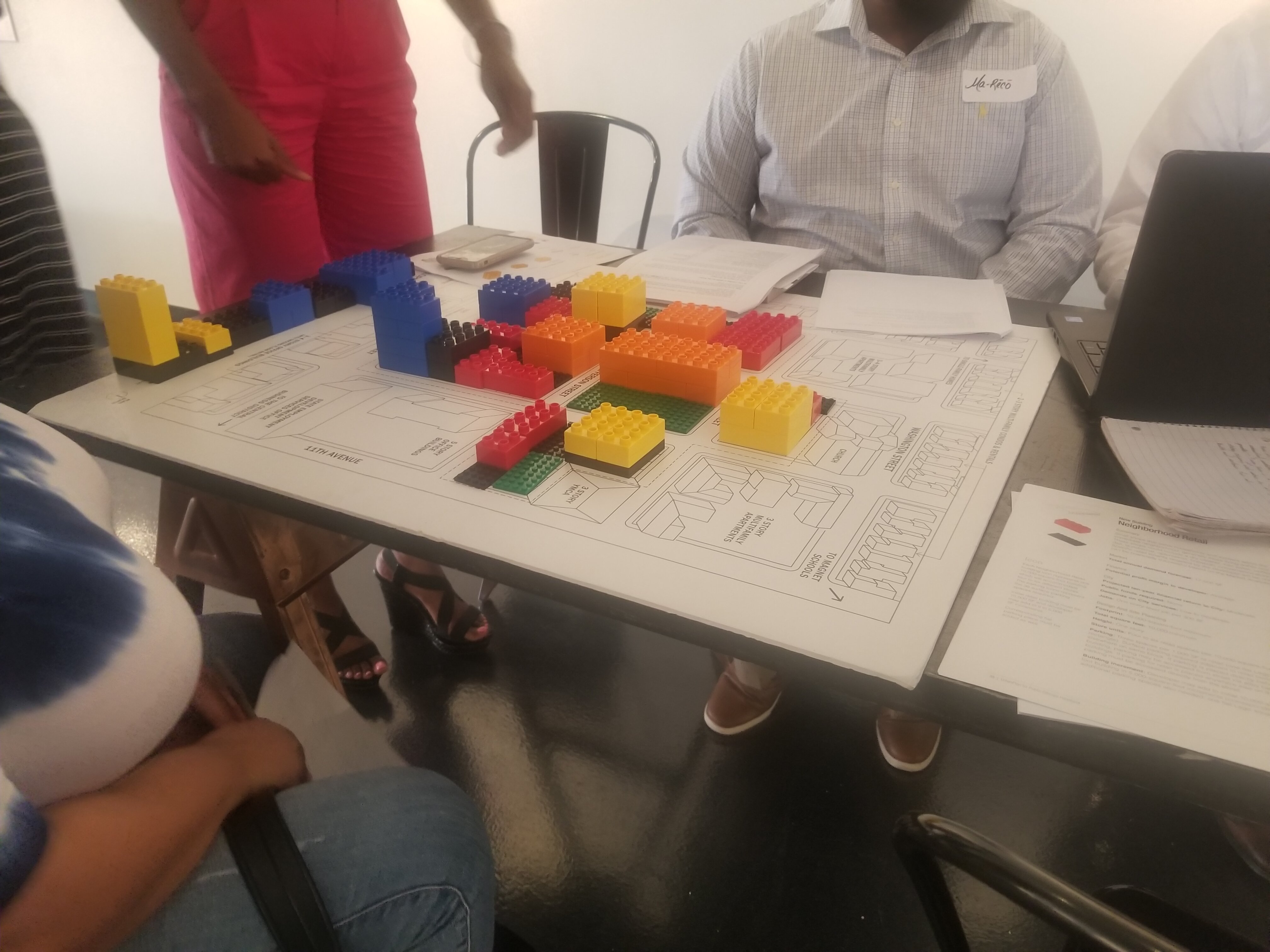 A closeup of one group's hypothetical Yorktown development built at the July 17 workshop hosted by ULI Memphis and JUICE Orange Mound. (Baris Gursakal) 