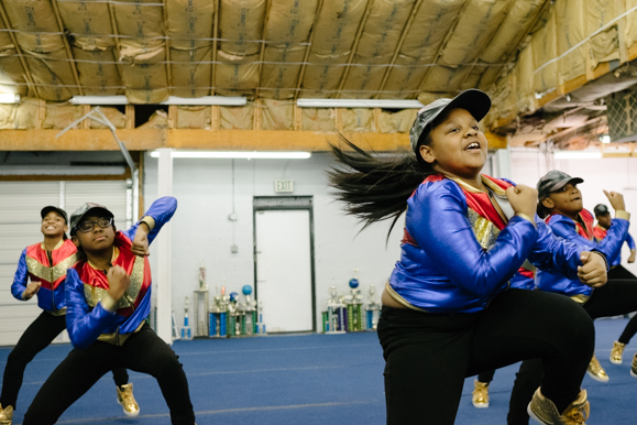 Girls from Memphis Area Youth Association youth group, which is made up of students in 5th through 7th grade, perform one of their routines. (Brandon Dahlberg)