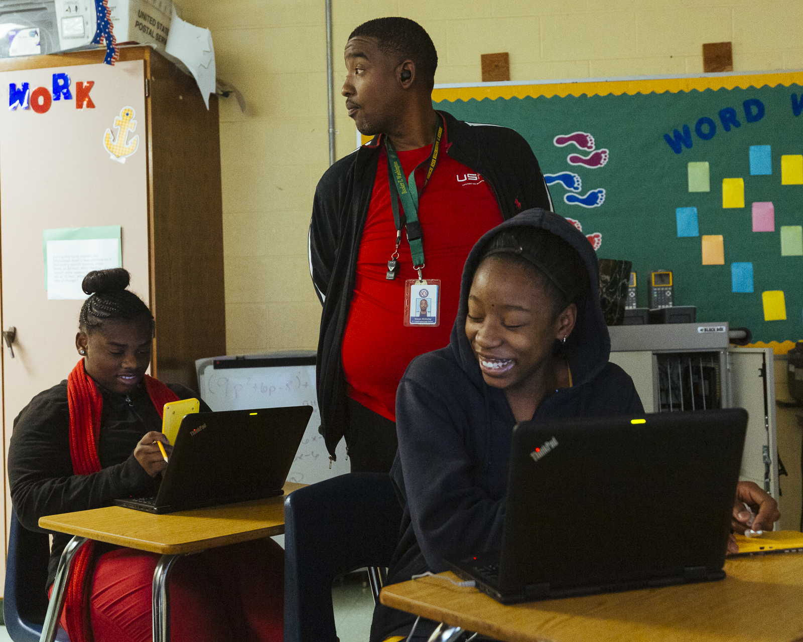 Steven McKinney teaches math class to his students at Booker T. Washington High School. (Ziggy Mack)