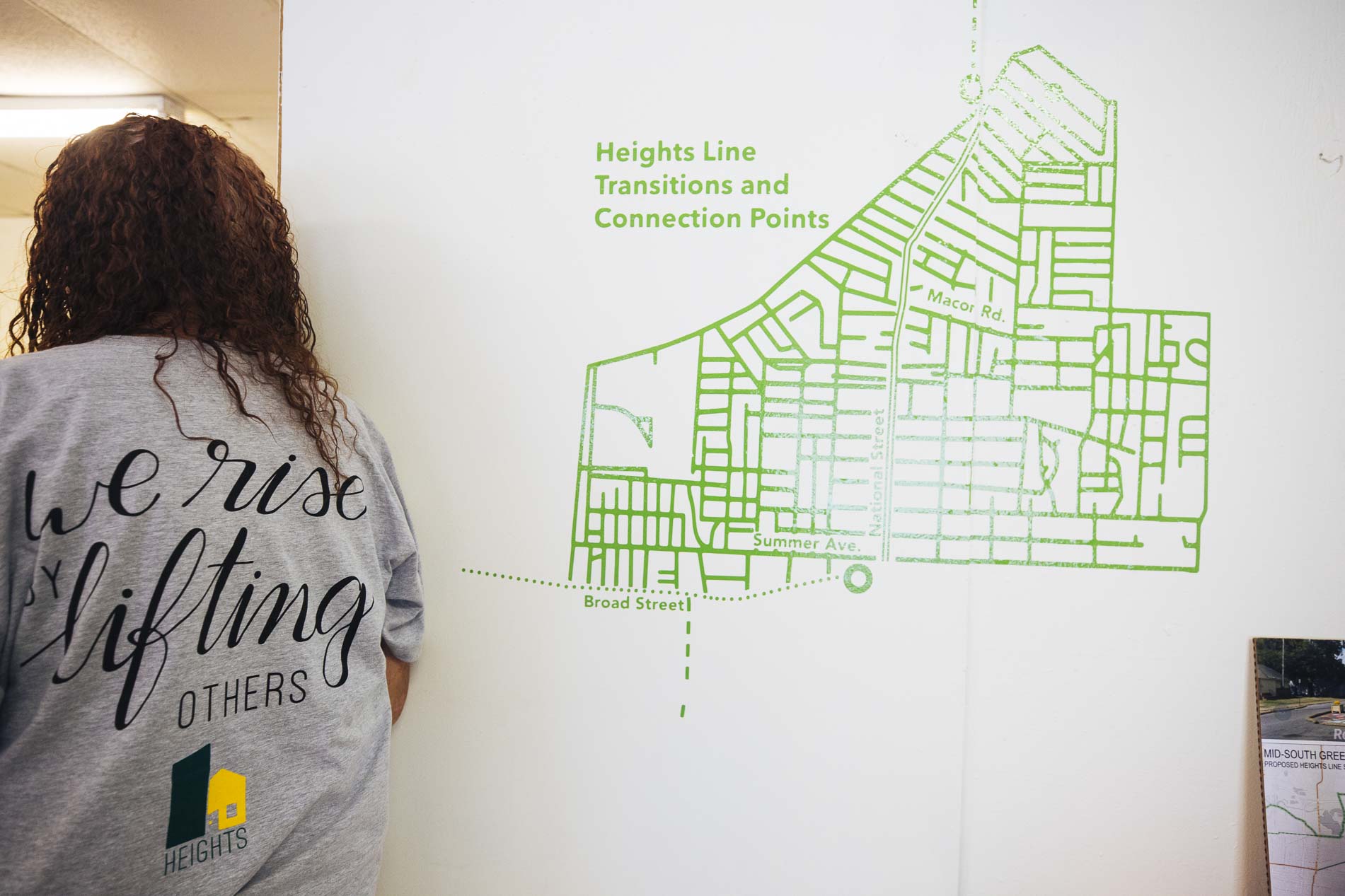 A map at the Heights Line Design Center shows the rough neighborhood boundaries. (Ziggy Mack)