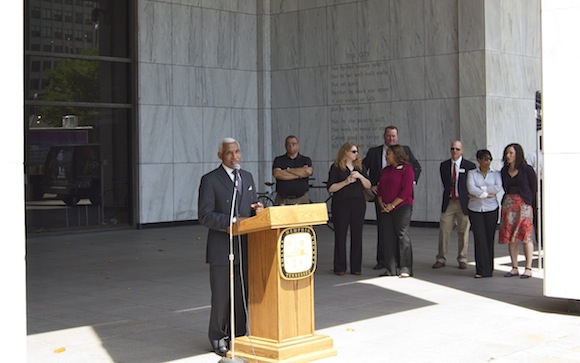 Mayor A C Wharton told the crowd mobile retail takes opportunities into neighborhoods