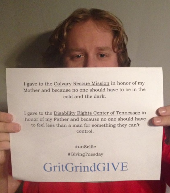 Jeff Posson shared an "unselfie" on social media during Giving Tuesday.