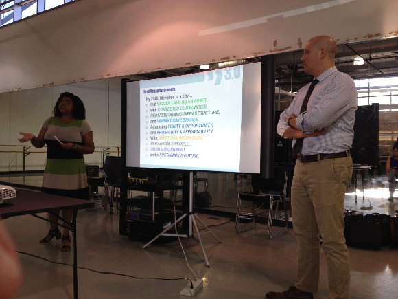 City planner Ashley Cash and John Paul Shaffer of BLDG Memphis discuss the draft vision of Memphis 3.0.