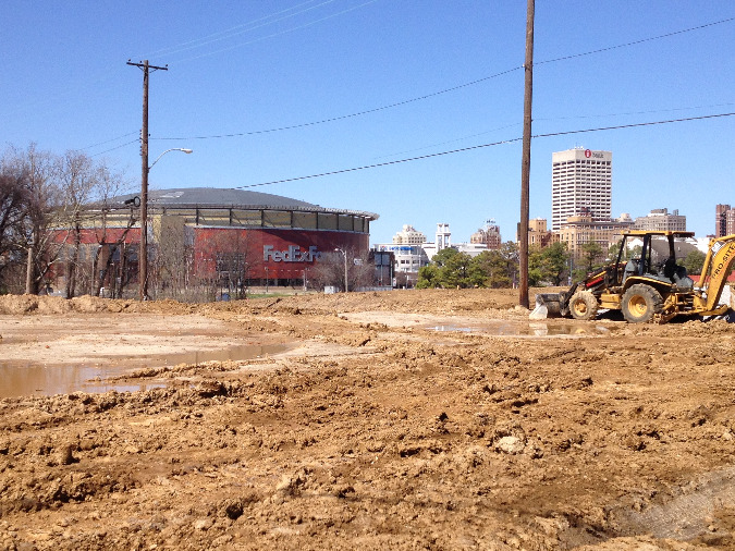 Recent heavy rains have slowed progress at the site.