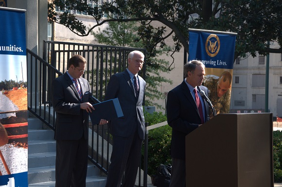  DRA Federal Co-Chairman Christopher Masingill presents Terry Eastin of the Big River Strategic Initiative the Notice to Proceed