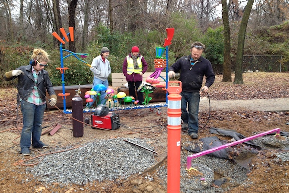 Working on Bike Gate at Overton Park