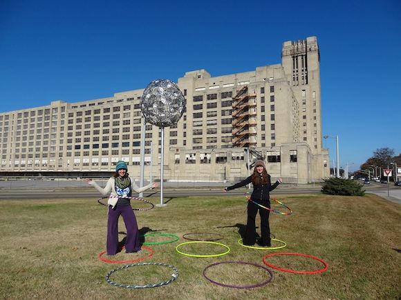 Adriene and Chloe at the nearby Sears Crosstown Building