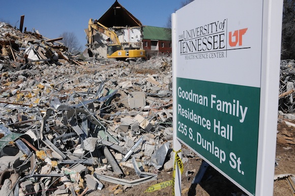 Demolition of the Goodman Family Residence Hall