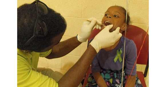 A dental exam at a local health fair