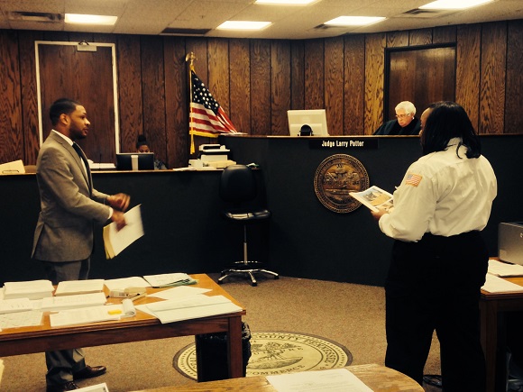 The clinic team members in court with Judge Potter