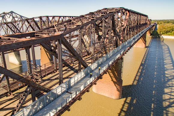 People can now walk from Arkansas to Tennessee across the longest pedestrian bridge across the Mississippi River.  