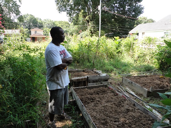 Nathaniel Davis in a North Memphis garden